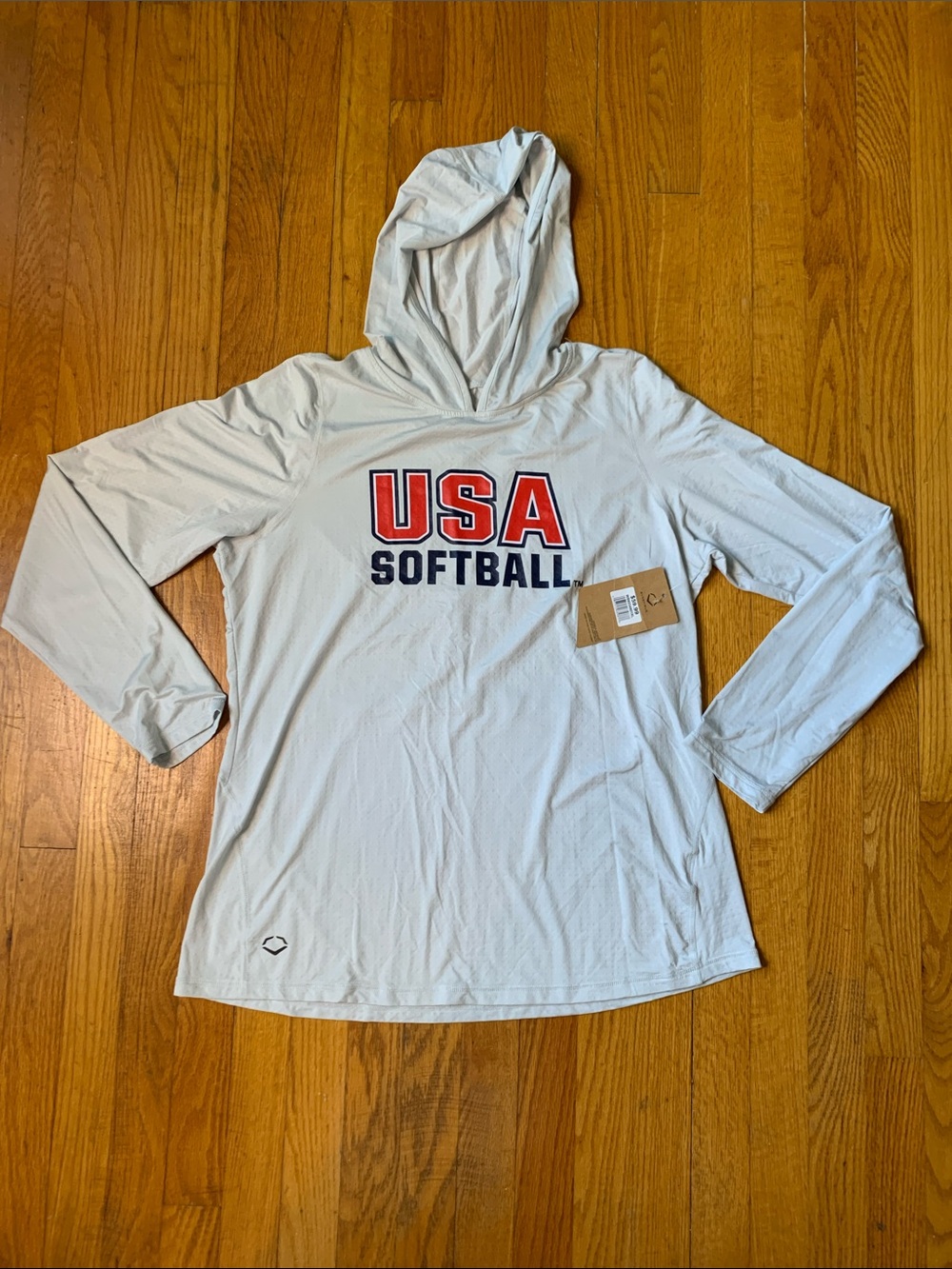 NWT Evoshield USA Softball Light Grey Performance Hoodie Top Size XL